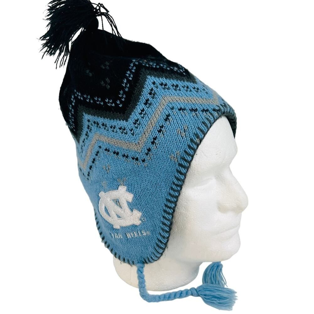 Unc North Carolina Tarheels Winter Aviator Style Hat Cap Blue Pom Os
